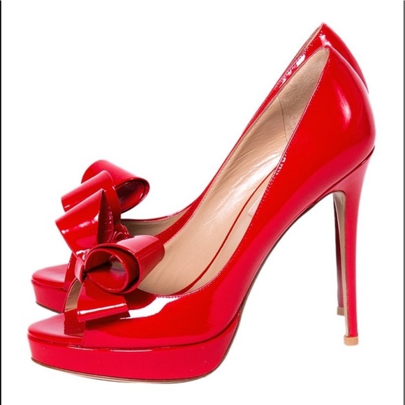 Valentino Patent Couture Bow PeepToe Platform Pump - Picture 5 of 16